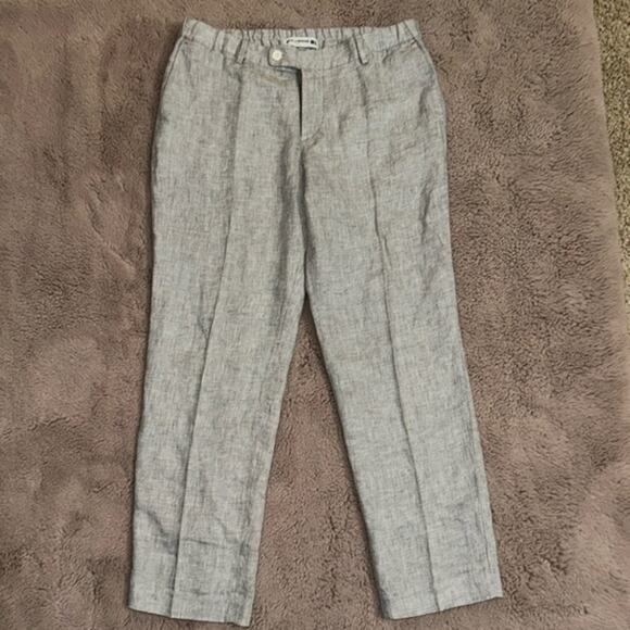 Ines de la Fressange Uniqlo Trousers Women’s Gray Linen Size Medium - Picture 1 of 8
